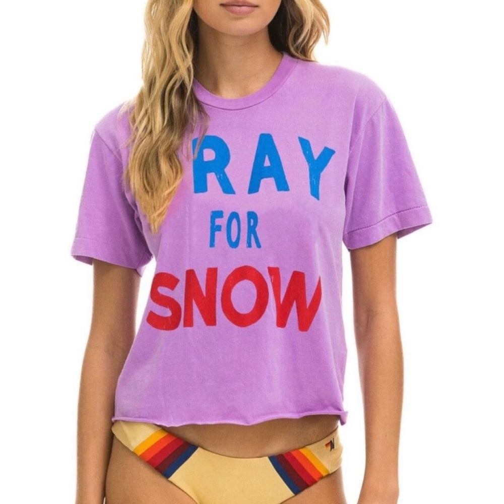 Aviator Nation Purple Tee with Colorful Print